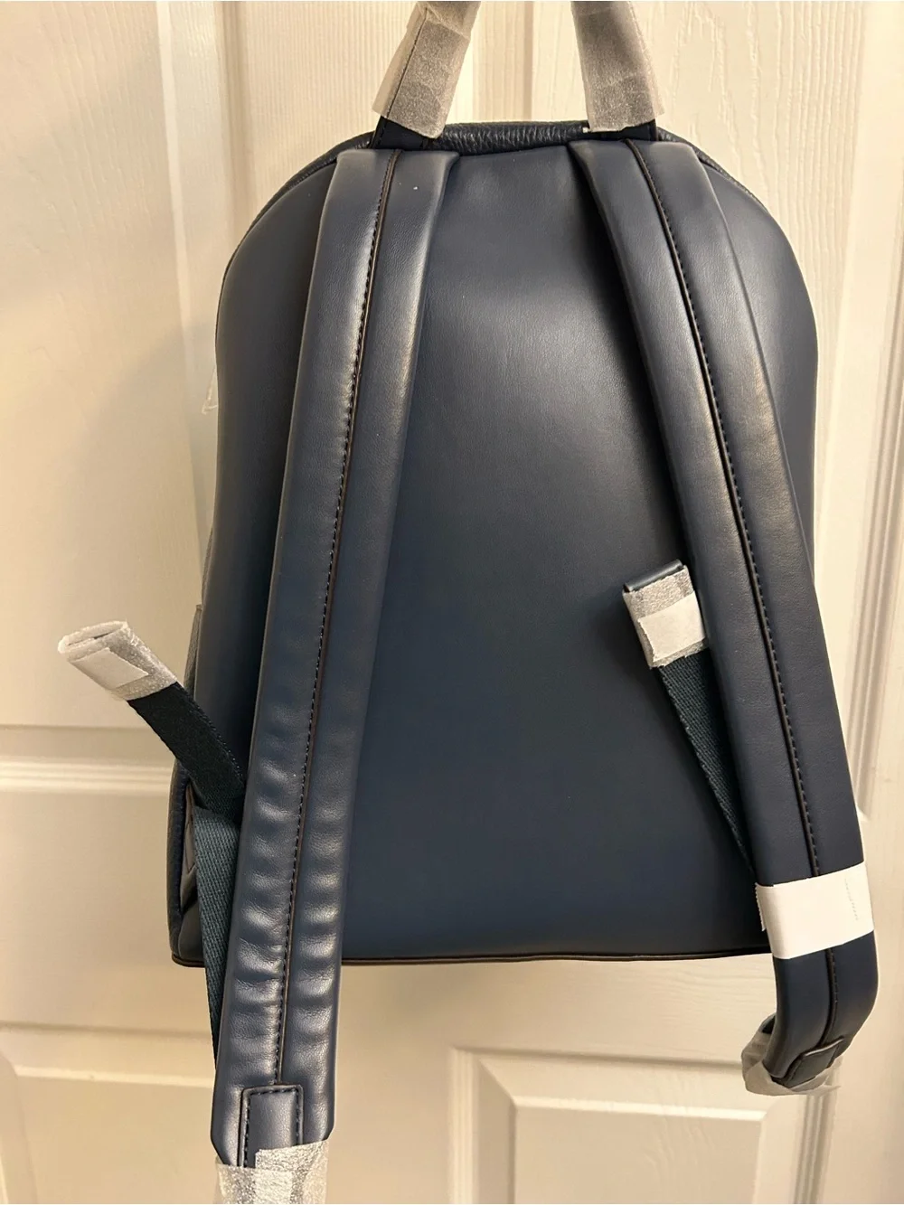 Michael Kors Navy Pebbled Leather Backpack with Silver Chain